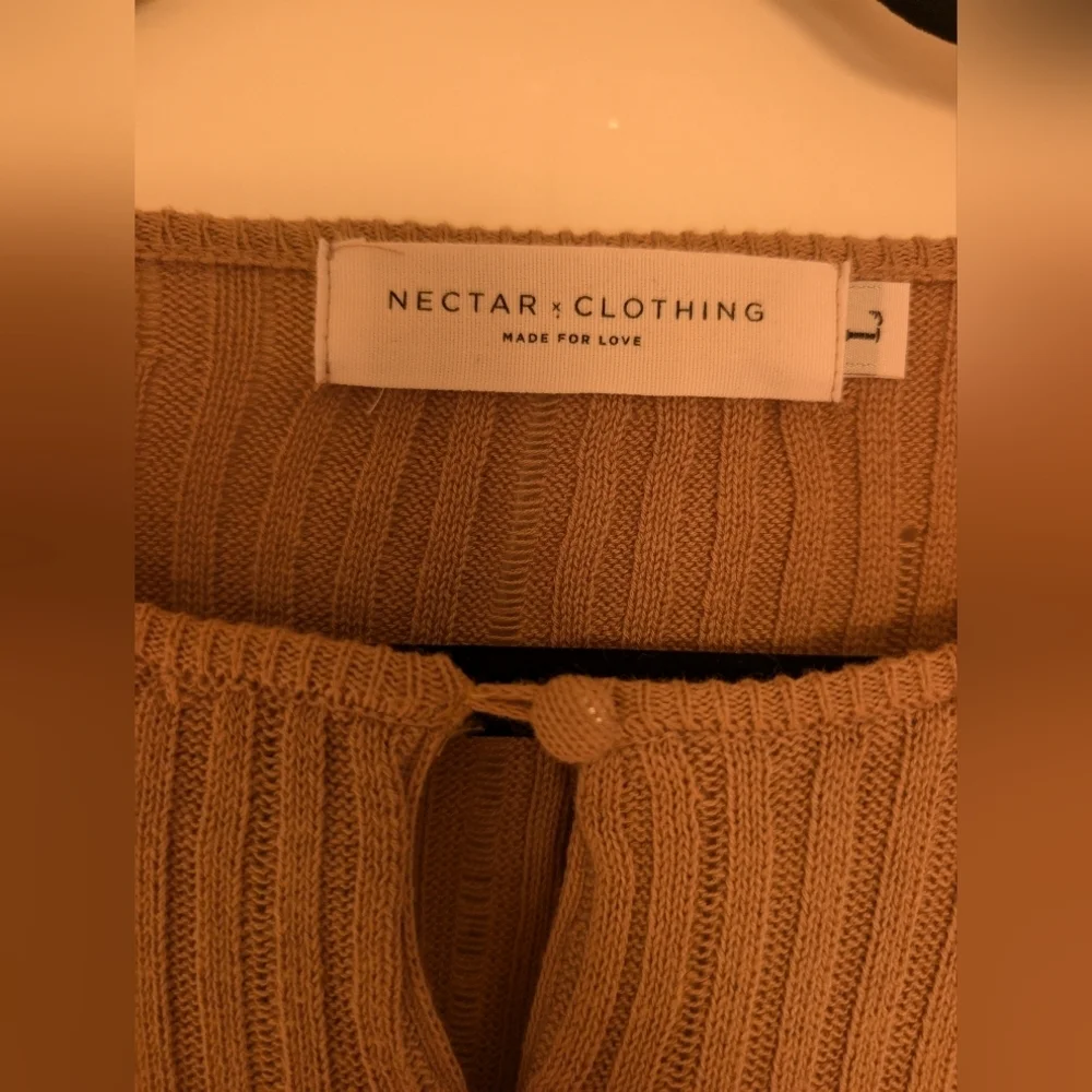 Tan Ribbed Women’s Cardigan